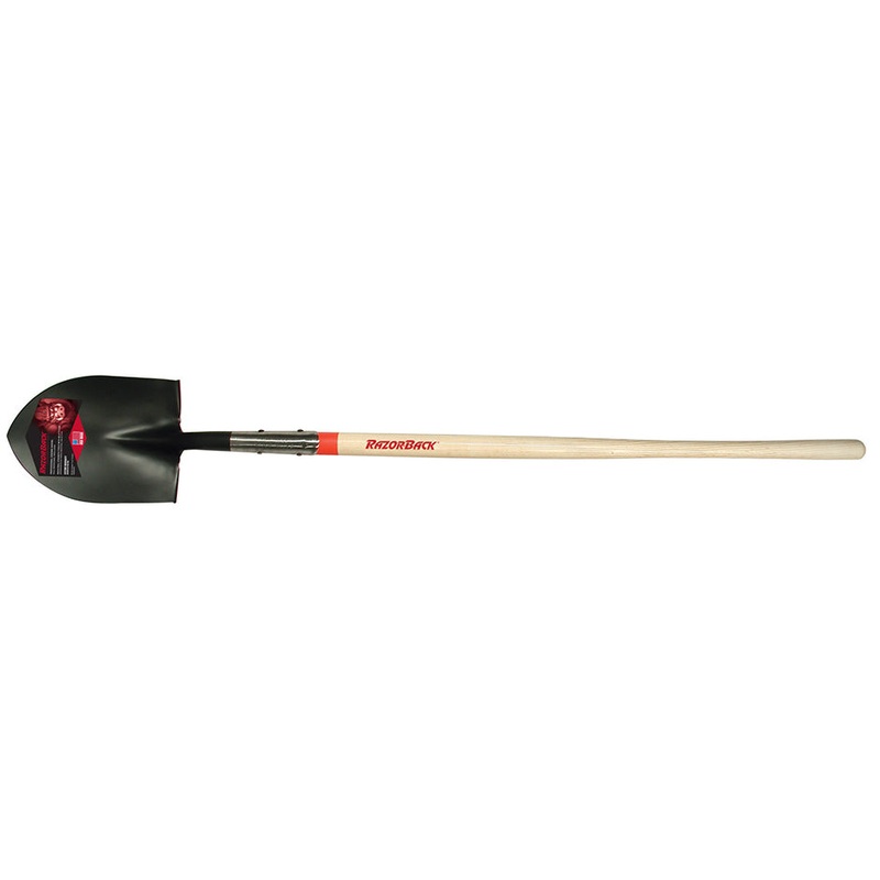 Razor-Back Round Point Shovel, Open Back With Wood Handle