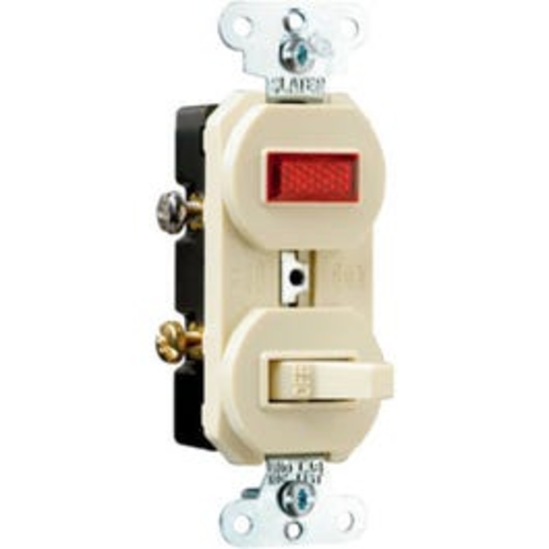Single-Pole Switch/Pilot Light, 15-Amp, 125-Volt, Ivory