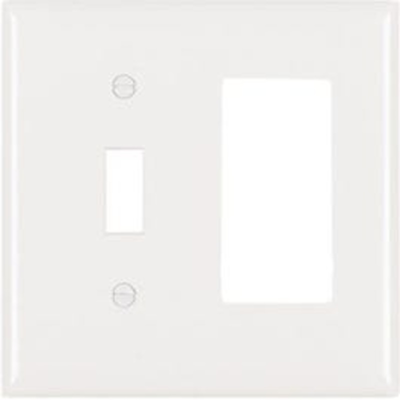 Wall Plate, 1-Toggle & 1 Decorator Opening, Urea, White