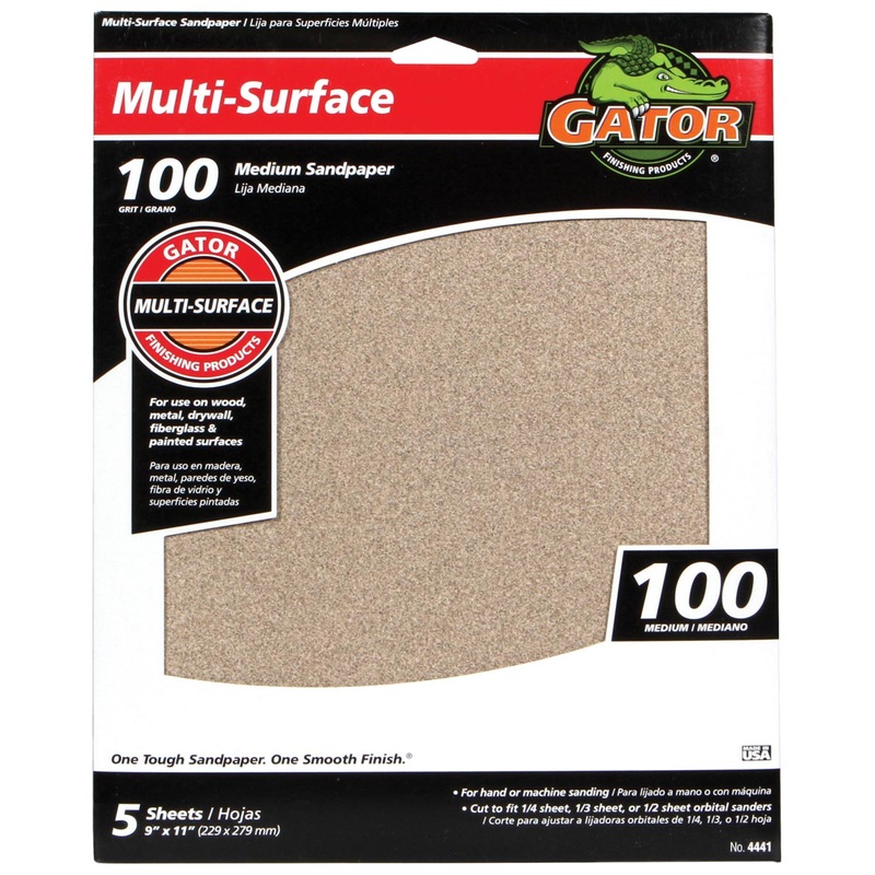 Gator’s multi-purpose aluminum oxide sandpaper  100 Grit