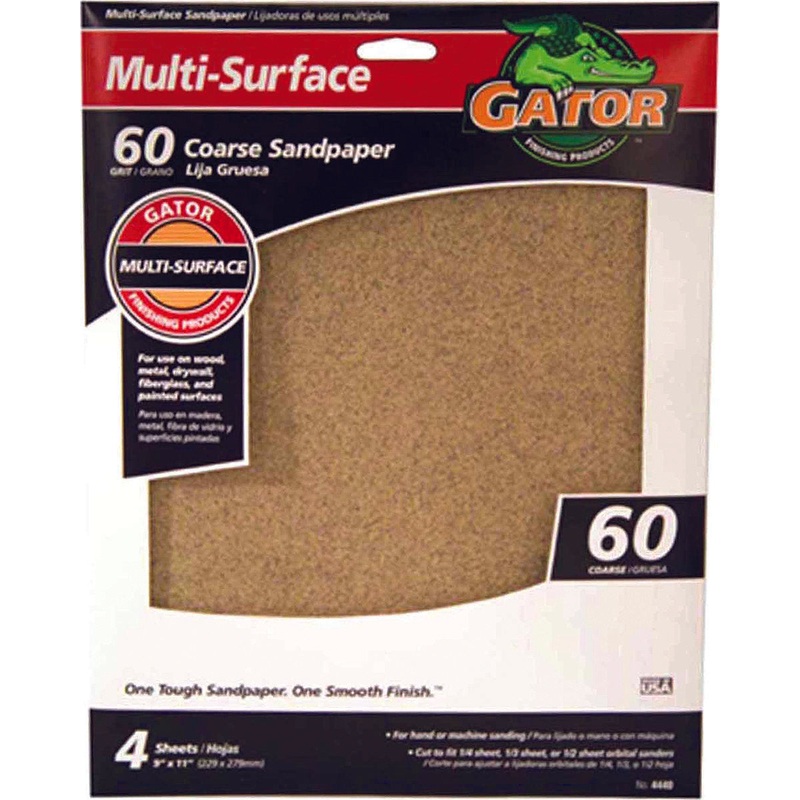 Gator’s multi-purpose aluminum oxide sandpaper 60-Grit