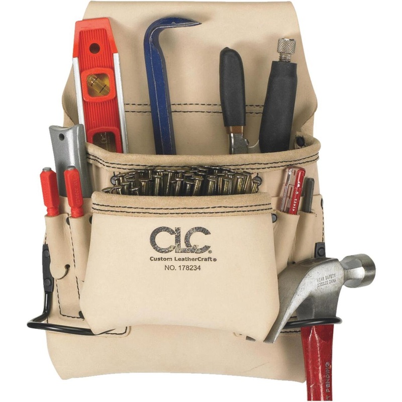 CLC 8-Pocket Leather Carpenter’s Nail & Tool Bag