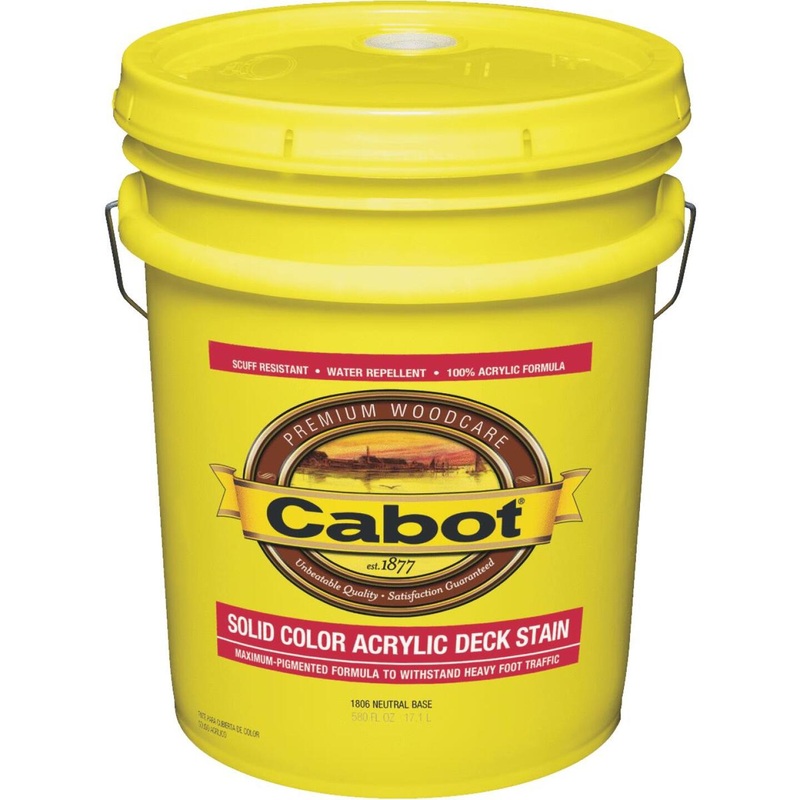 Cabot Solid Color Acrylic Decking Stain, Neutral Base, 5 Gal.