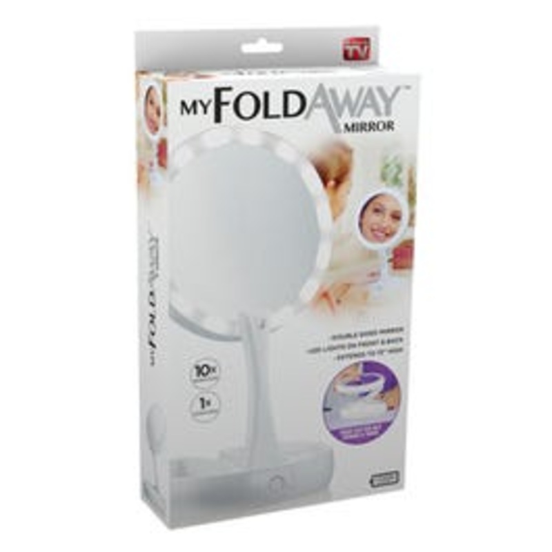 Foldaway LED Light Mirror, Double-Sided