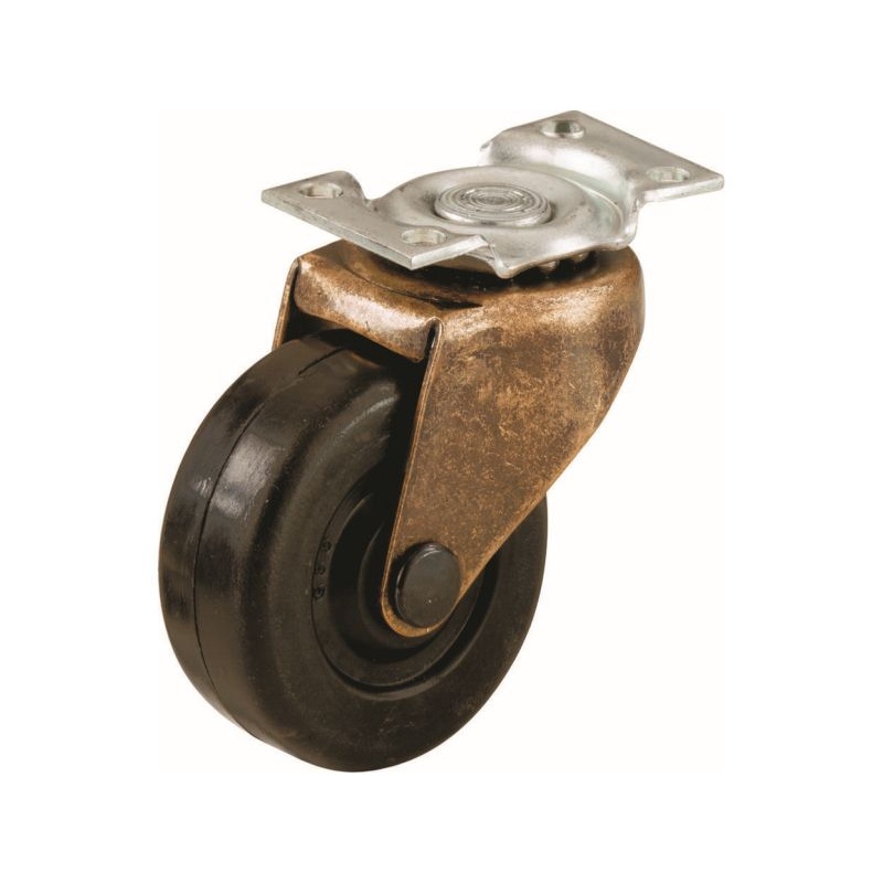 Shepherd Hardware 2-Inch Medium Duty Plate, Copper & Black Caster, 2-Pack