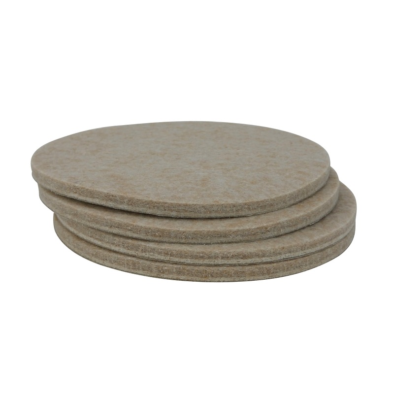 Shepherd Hardware 4-Inch Heavy Duty Self-Adhesive Felt Furniture Pads, 4-Pack, Beige