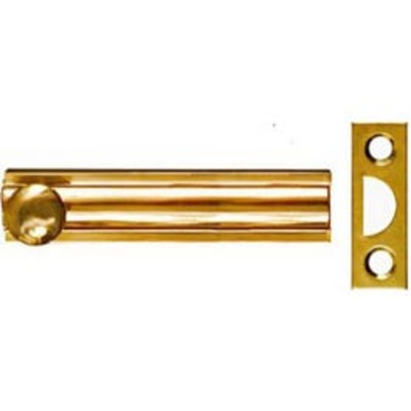 Door Surface Bolt, Brass, 3-In.
