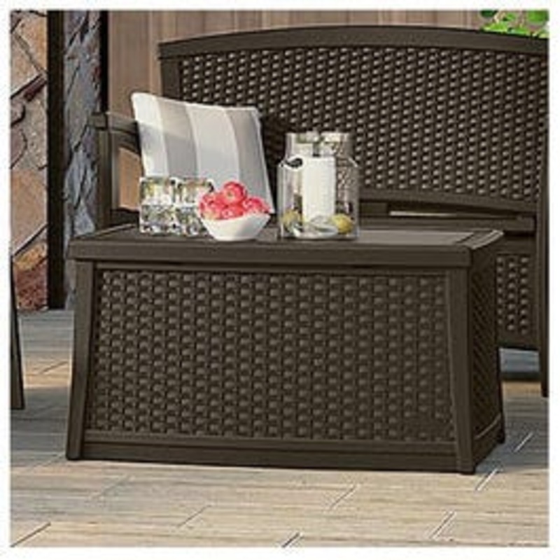 Deck Box Coffee Table, Wicker-Look Resin, 30-Gal.
