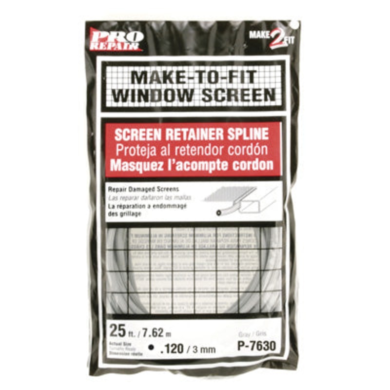 Prime-Line Screen Retainer Vinyl Spline .12 Round Gray 25′ per roll
