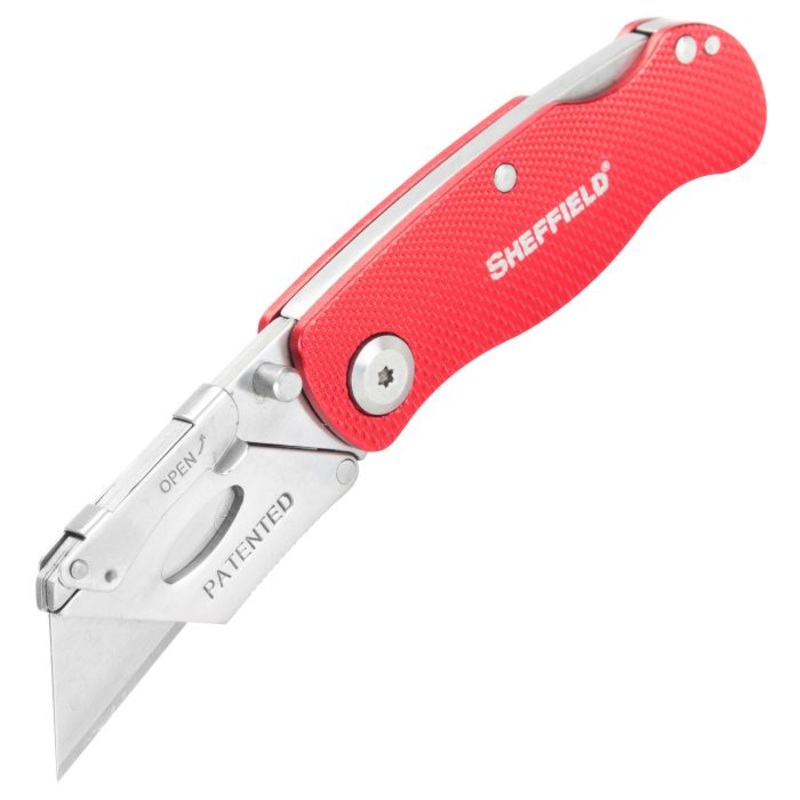 Sheffield 12614 Folding Lock Back Utility Knife – Red