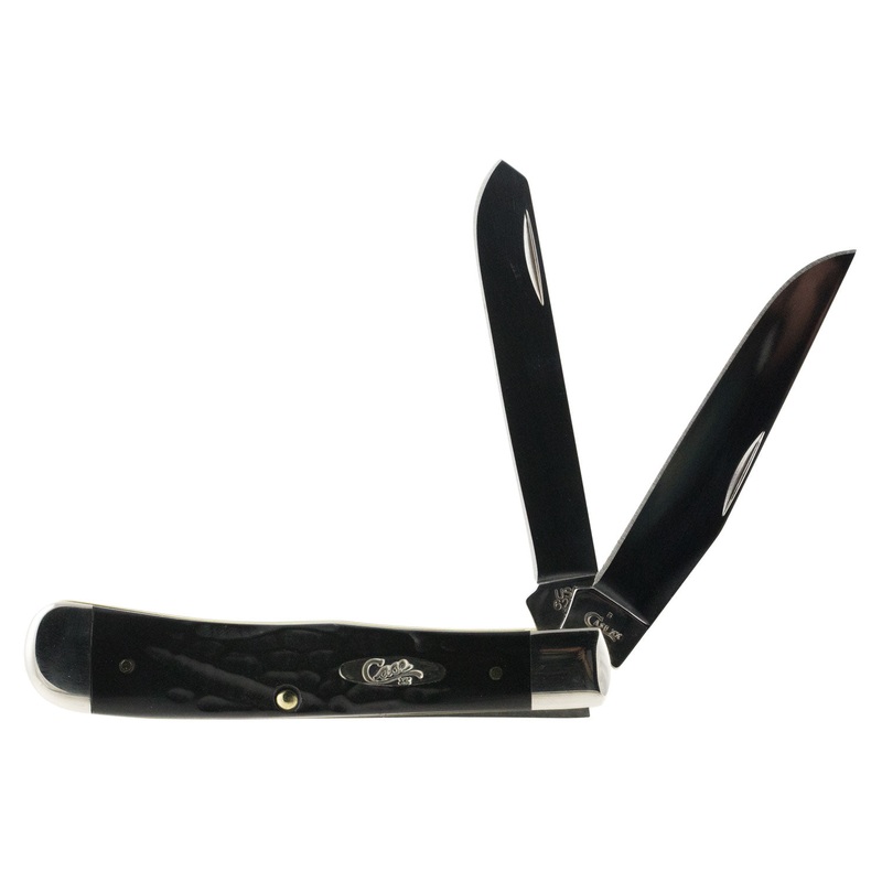 Case 18221 Rough Black Trapper 3.25/3.27 Clip Point/Spey Plain Stainless Steel Jigged Black Synthetic Handle Folding