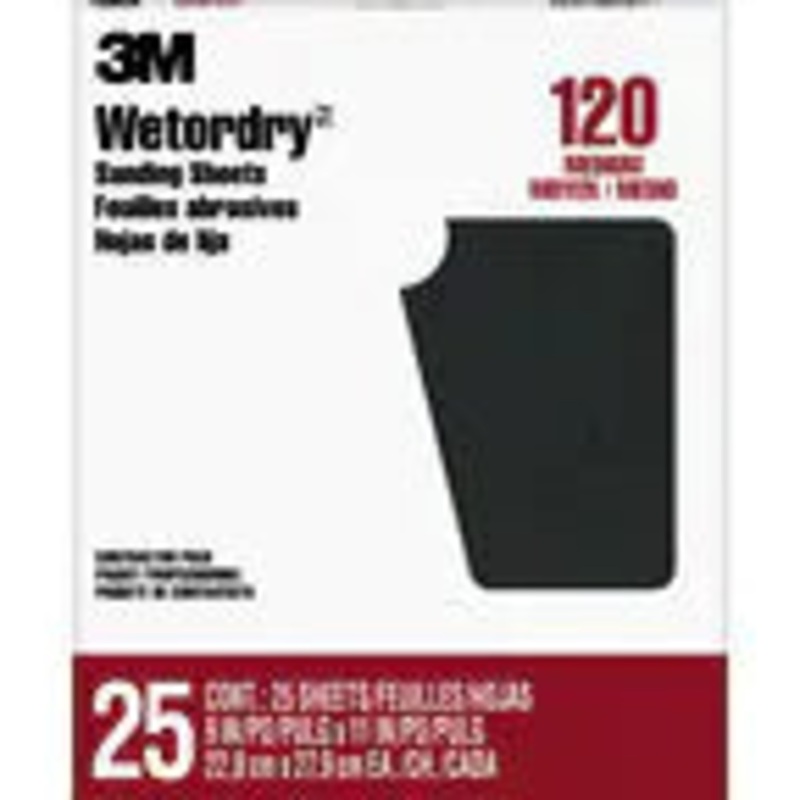 3M Wetordry Sanding Sheets 88602NA, 9 in x 11 in, 120 grit, 25 sheets/pk, 10 pks/cs