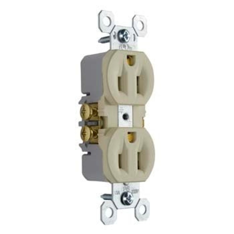 Pass & Seymour 15A/125V Trademaster Duplex Receptacle, Ivory