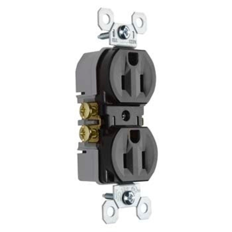 Pass & Seymour 15A/125V Trademaster Tamper-Resistant Duplex Receptacle, Brown