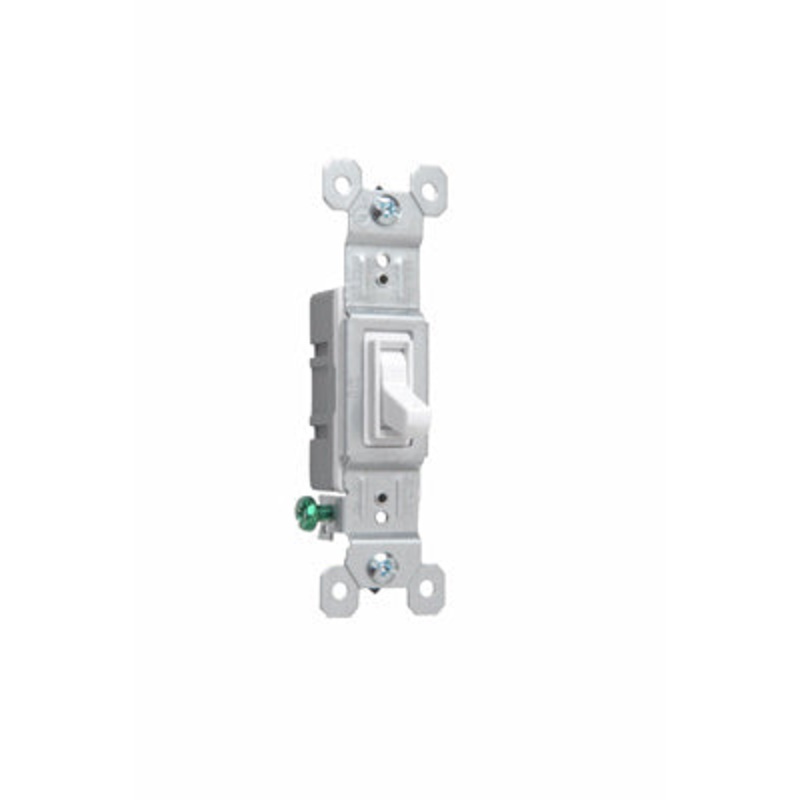 Pass & Seymour Trademaster Grounding Toggle Switch, 15A/120V White