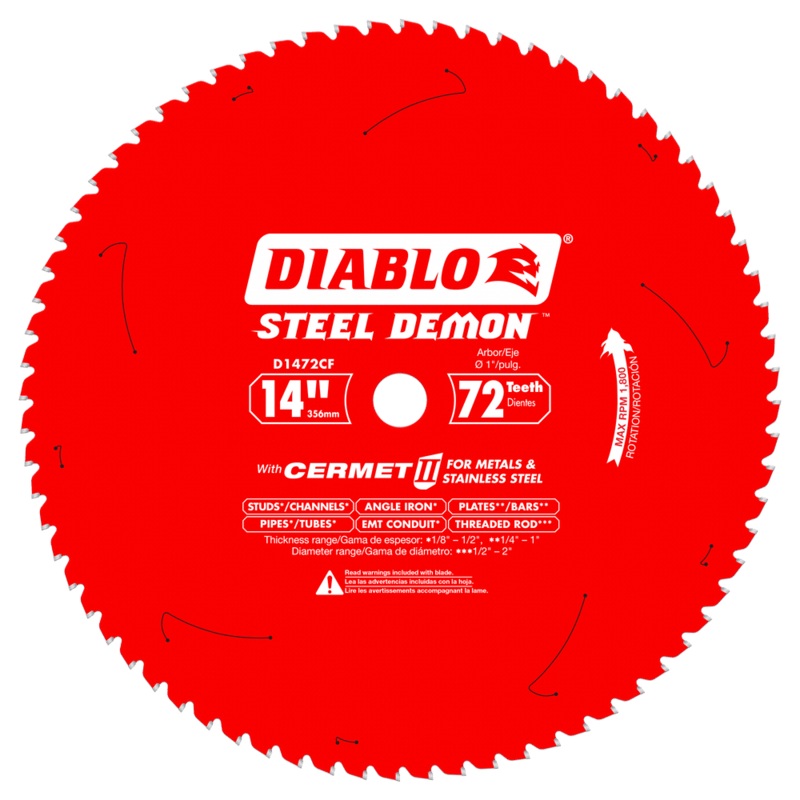 Diablo 14 in. x 72 Tooth Steel Demon Cermet II Saw Blade for Metals and Stainless Steel