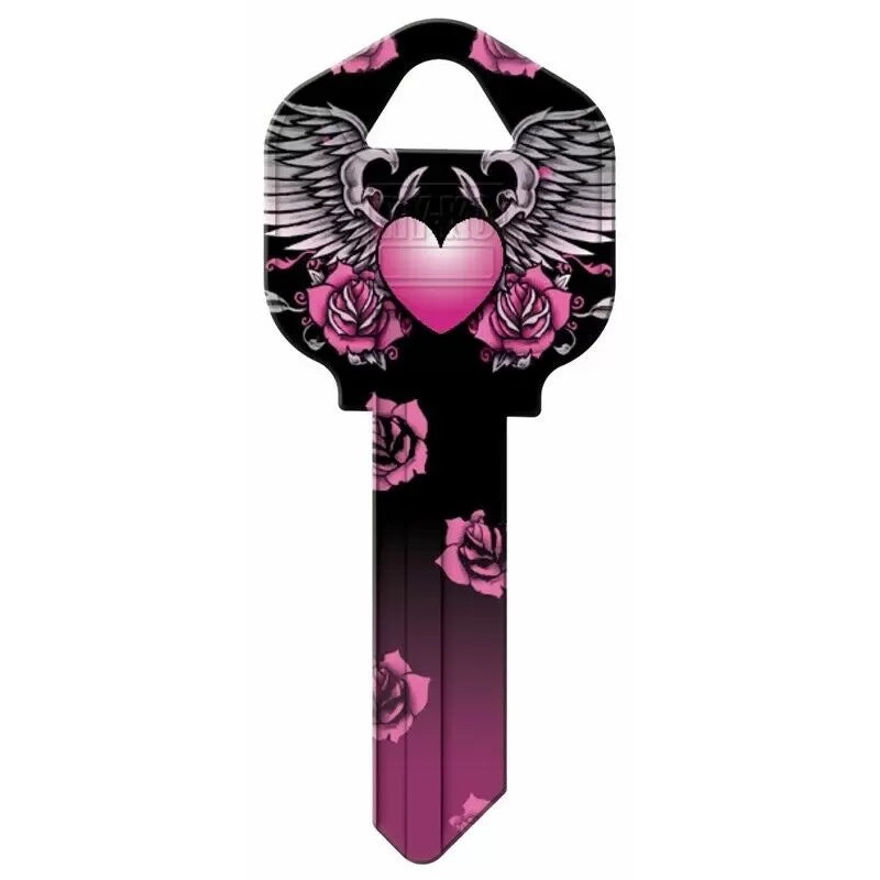 HyKo Products Kw1-30 Black & Pink Heart Blank Key