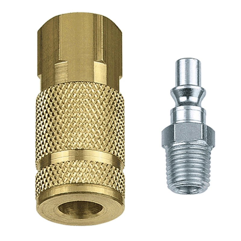 Tru-Flate 13-301 1/4 A Design x 1/4 NPT Steel Plug/Coupler Set