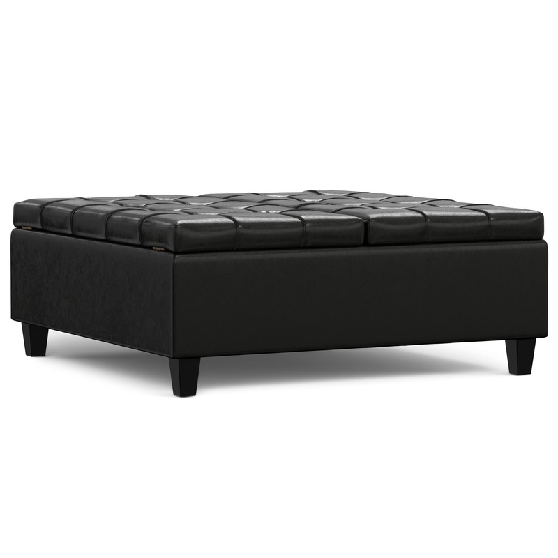 Harrison – Large Square Coffee Table Storage Ottoman – Black