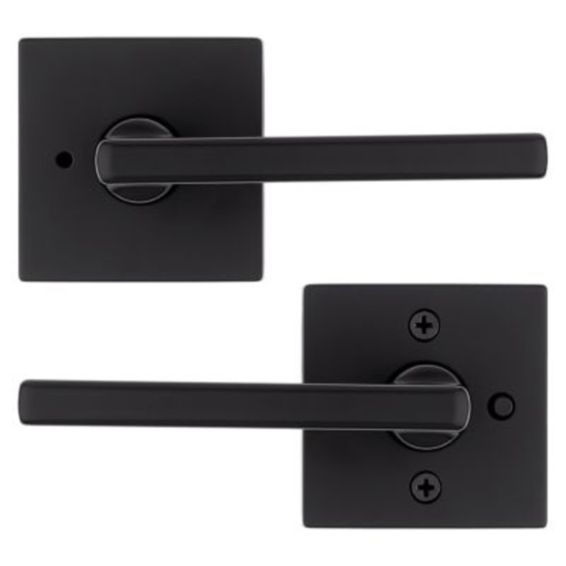 Kwikset Halifax Lever (Square) – Bed/Bath, Matte Black