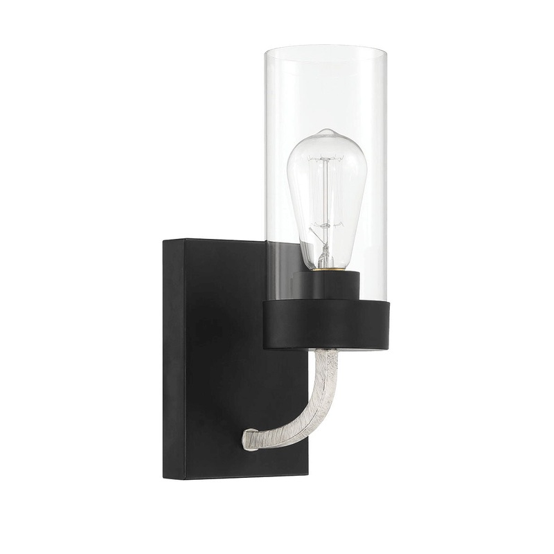 Zephyr – Single Light Sconce – Black / Clear