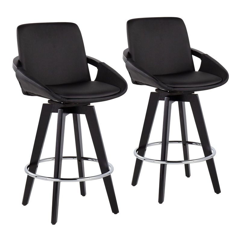 Cosmo – Contemporary Fixed Height Counter Stool With Swivel And Round Footrest (Set of 2)