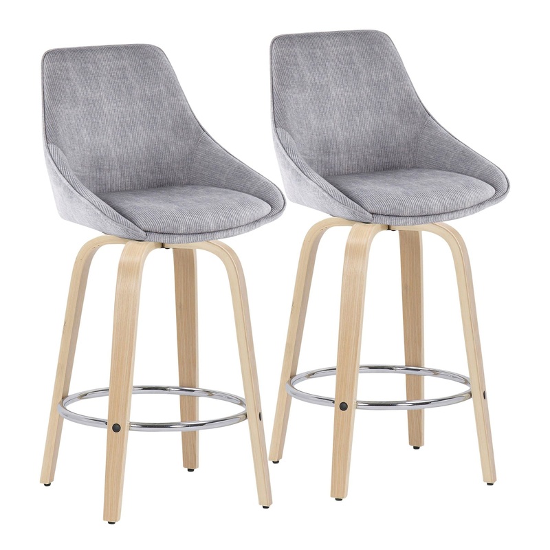 Diana – Contemporary Fixed Height Counter Stool With Round Footrest (Set of 2)