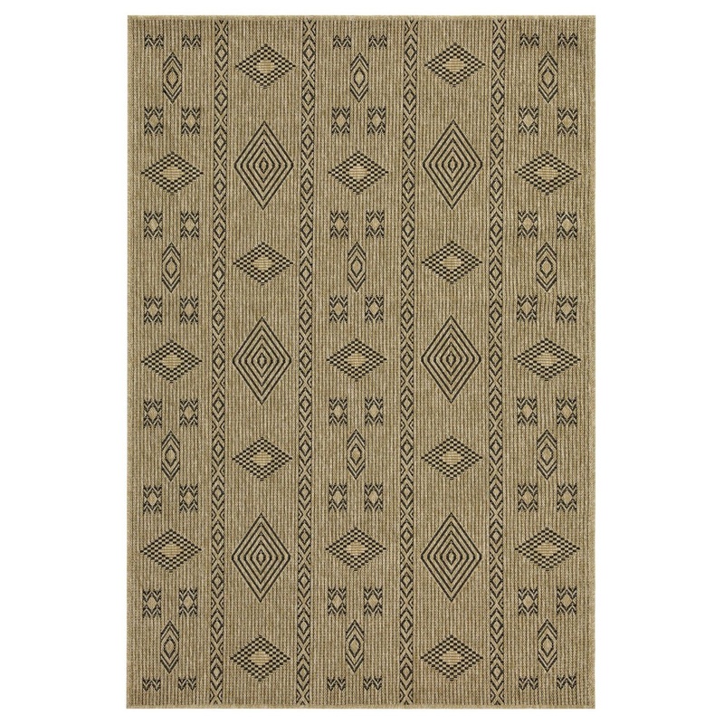 Earth – 5’3 X 7’3 Indoor, Outdoor Area Rug Polypropylene – Jute / Black