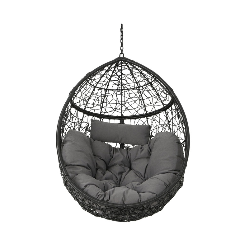 Kylie – Boho Style Hanging Basket Chair Rattan With Water Resistant Cushions