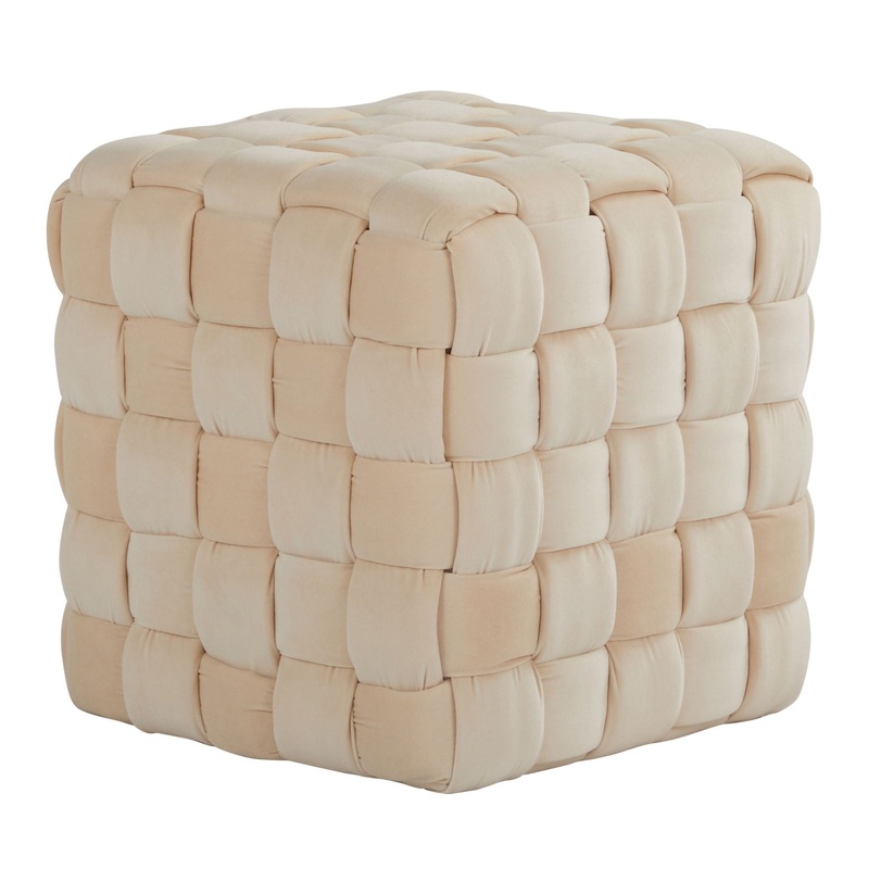 Square Braided Ottoman -|Beige|Dark Gray|Light Blue|Pink