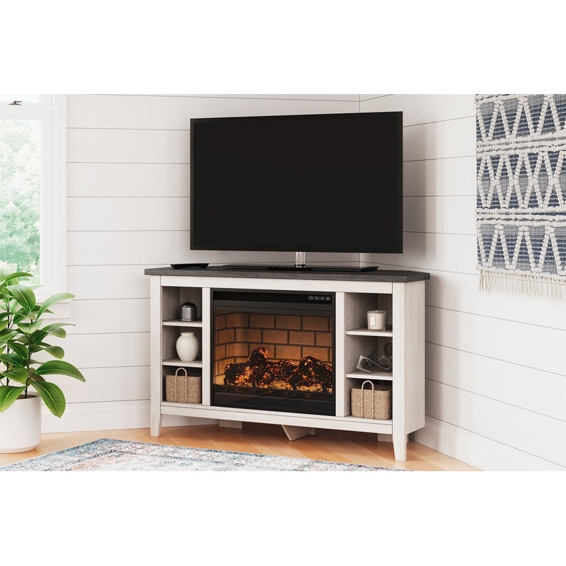 Ashley Express – Dorrinson Corner TV Stand with Electric Fireplace
