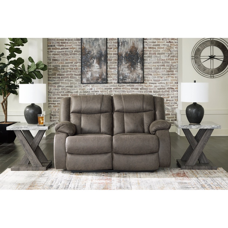 First Base Reclining Loveseat|Gunmetal