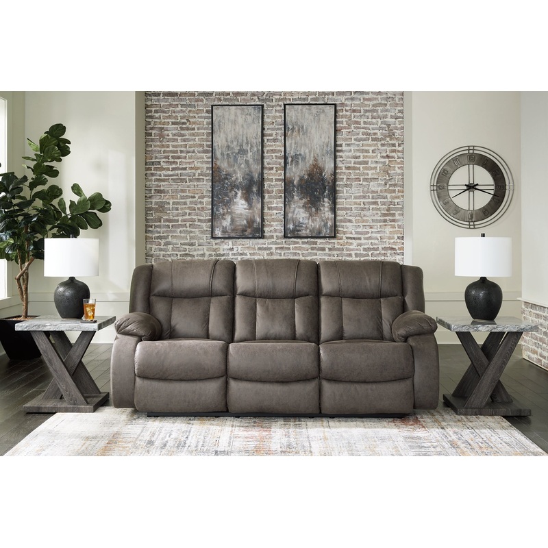 First Base Reclining Sofa|Gunmetal