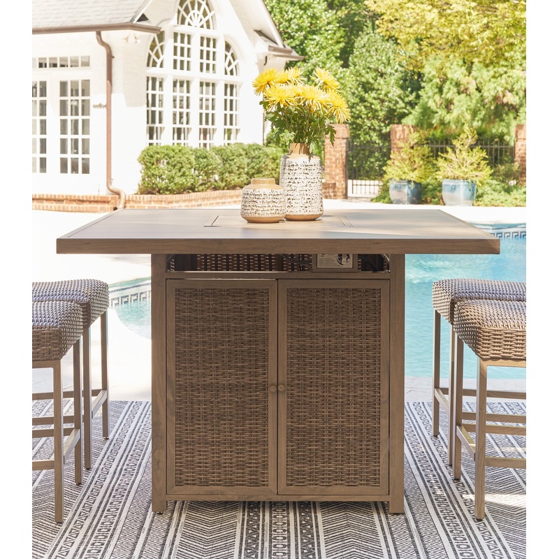 Walton Bridge Square Bar Table w/Fire Pit