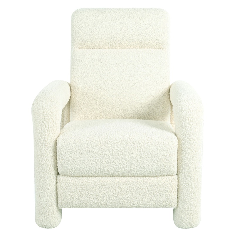 Push Back Recliner Armchair Upholstered Single Sofa With Adjustable Backrest For Living Room – Beige
