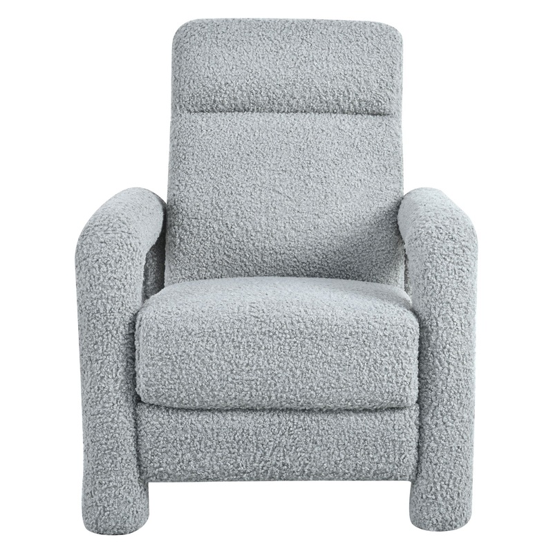 Push Back Recliner Armchair Upholstered Single Sofa With Adjustable Backrest For Living Room – Light Gray