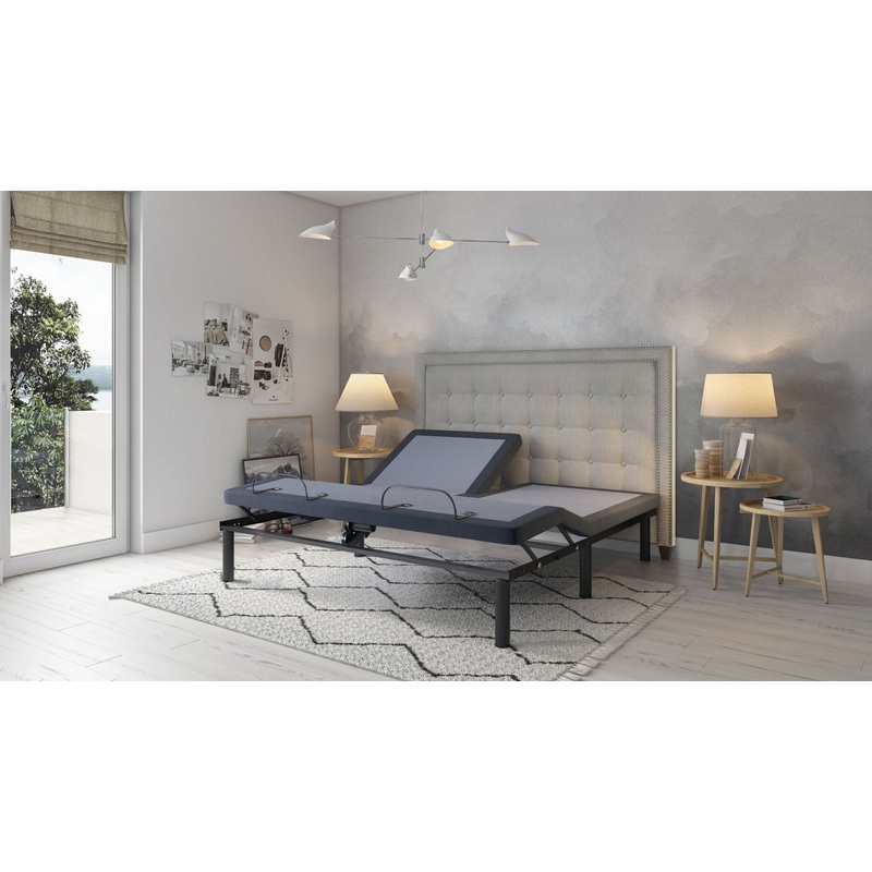 Bt3000 – Flex Head Queen Adjustable Bed Base With Head And Foot Position Adjustment – Blue / Gray