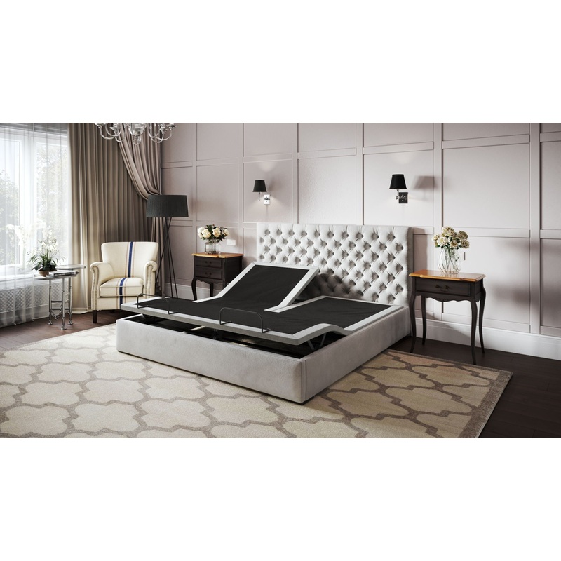 Btx5 – Flex Head California King Adjustable Bed Base With Head And Foot Position Adjustment – Black / Gray