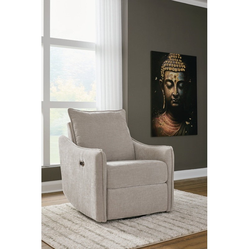 McBurg Swivel Power Recliner|Navy|Taupe