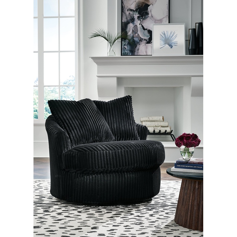 Gramwell Swivel Accent Chair|Alloy|Onyx