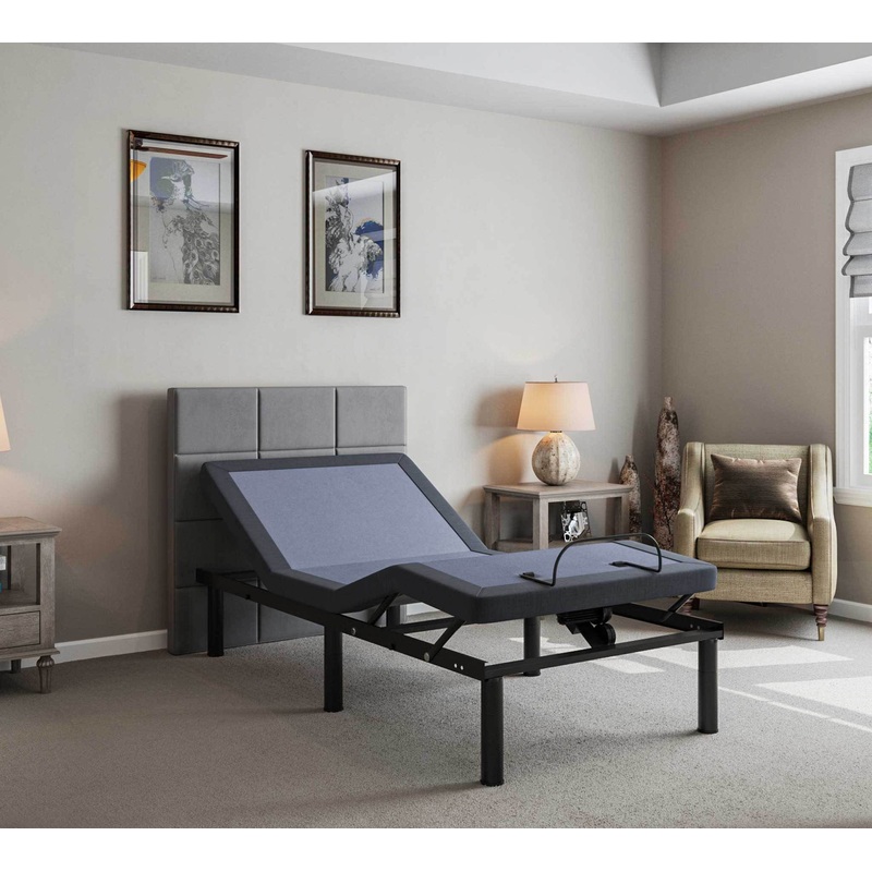 Bt2000 – Twin Long Adjustable Bed Base With Full-Range Positions Adjustment – Blue / Gray