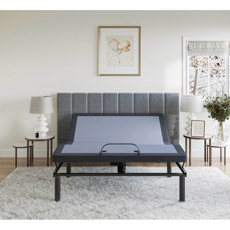 Bt2500 – California King Adjustable Bed Base With Full-Range Positions Adjustment – Blue / Gray