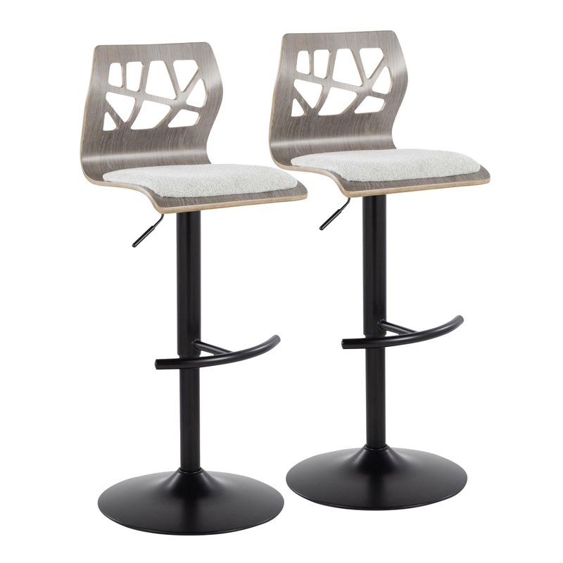 Folia – Contemporary Adjustable Barstool With Swivel With Rounded T Footrest (Set of 2)