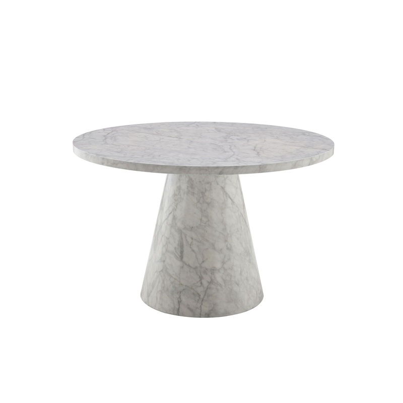 Kacey – Natural Engineered Stone Round Dining Table – Stone Gray