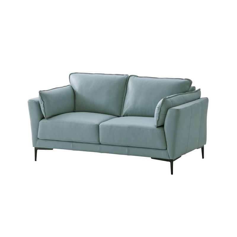 Mesut – Top Grain Leather Loveseat – Sage Green
