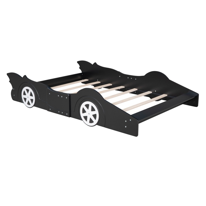 Full Size Race Car Shaped Platform Bed & Wheels – Black