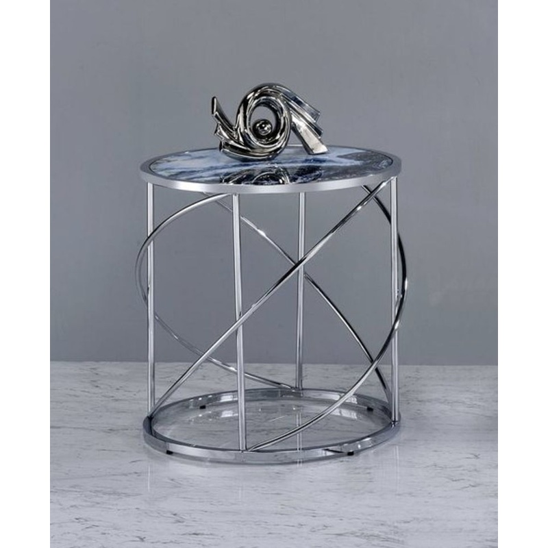 Lyda – Marble Print End Table – Blue