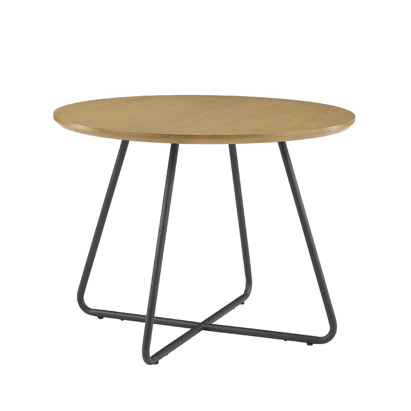 Modern Curved X Base Round Dining Table – English Ash