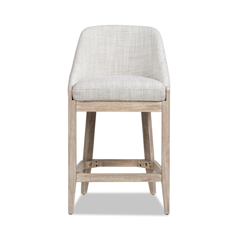 Newport – Coastal Curved Back Upholstered Counter Stool – Two Tone Neutral Gray