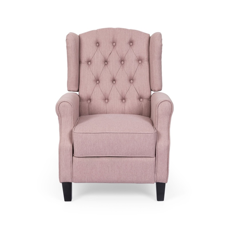 Wide Manual Wing Chair Recliner – Light Pink